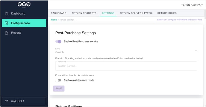 Settings-enable post purchase