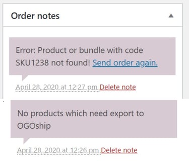 order notes